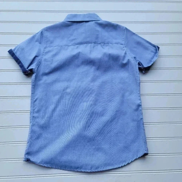 NWT Craft+Flow Casual Blue Short Sleeve Button Down Shirt Boys Sz 7 - Picture 9 of 9